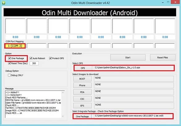 Odin Flash Tool GT-S5660 CWM