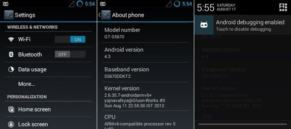 Samsung Galaxy Fit CM 10.2 ROM screenshot 2