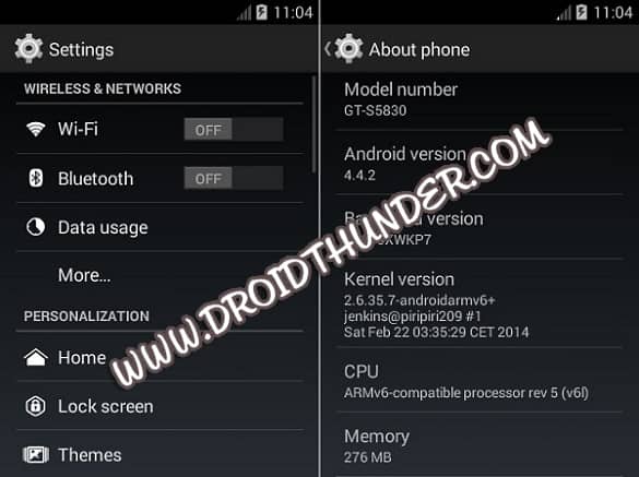 Install Android 4.4.2 KitKat ROM on GT-S5830