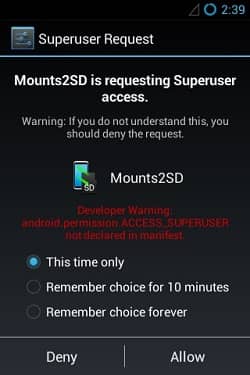 Increase Internal Memory using Mounts2SD app 2
