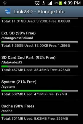 Increase Internal Storage using Link2SD