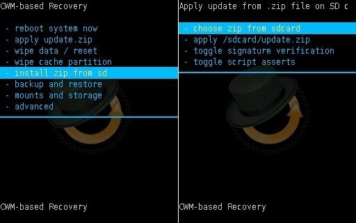 CWM Recovery Install Zip from SD card