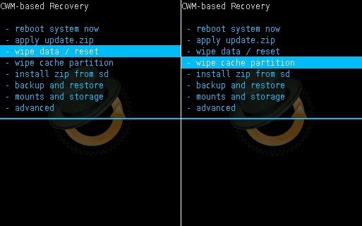 CWM Recovery Wipe data cache