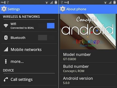 Samsung Galaxy Ace GT-S5830 Android 5.0 Lollipop ROM screenshot 2