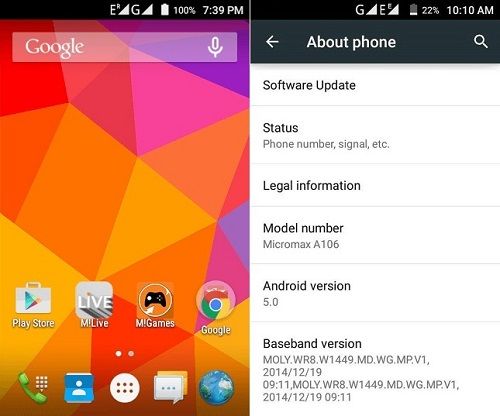 Micromax Unite 2 A106 Android 5.0 Lollipop Firmware