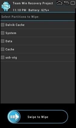 Install Android 5.0.2 Lollipop ROM on Galaxy Tab P1000 using TWRP Wipe Data Cache 3