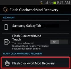 Install CWM Recovery on Galaxy Tab using ROM Manager app 2