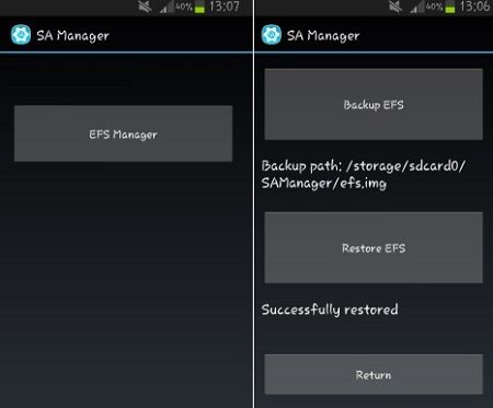 Backup EFS IMEI using SA Manager App