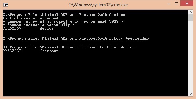 Unlock Bootloader of OnePlus 3 CMD window fastboot devices code