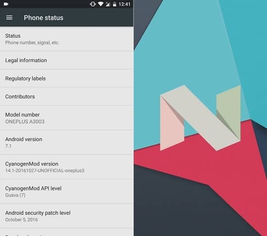 OnePlus 3 Android 7 Nougat Screenshot