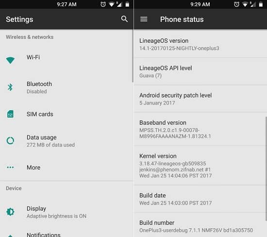 OnePlus 3 LineageOS 14.1 ROM screenshot