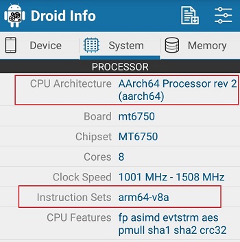 Check CPU Architecture on any Android phone using Droid Hardware Info CPU-Z app