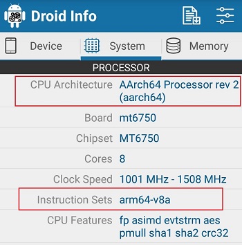 Check CPU Architecture on any Android phone using Droid Hardware Info CPU-Z app