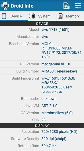 Check Processor of Android phone using Droid Hardware Info CPU-Z