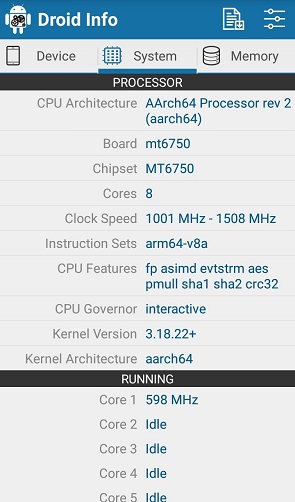 Check Processor of Android using Droid Hardware Info CPU-Z