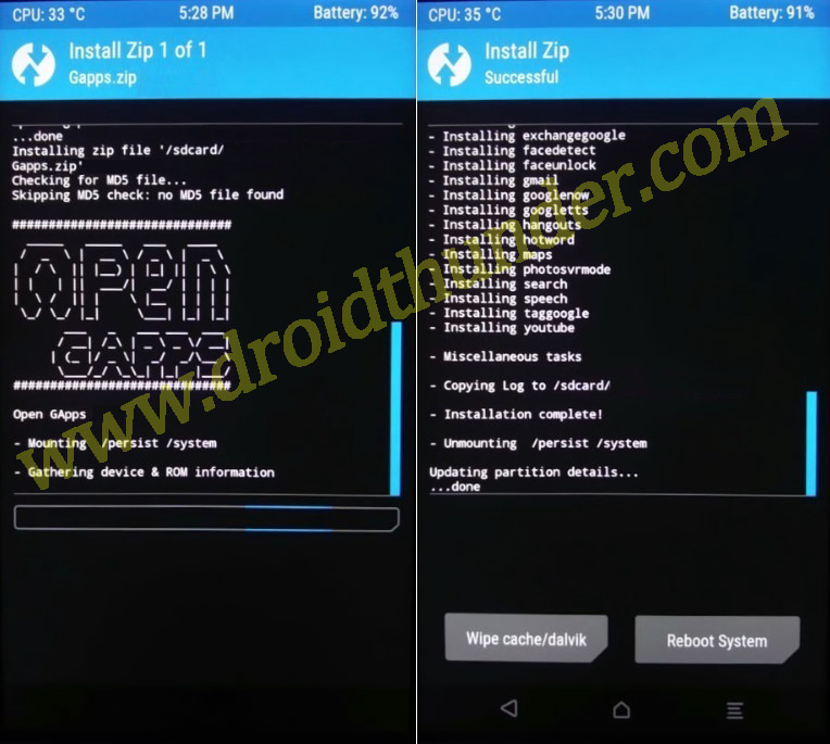 Install GApps using TWRP recovery google apps flash complete screenshot 4