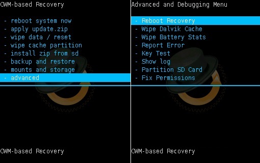 Install Android 7.0 Nougat ROM on Galaxy Y GT-S5360 CWM recovery advanced reboot recovery screenshot