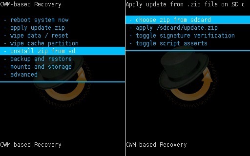 Install Android 7.0 Nougat ROM on Galaxy Y GT-S5360 CWM recovery install zip from sd card screenshot