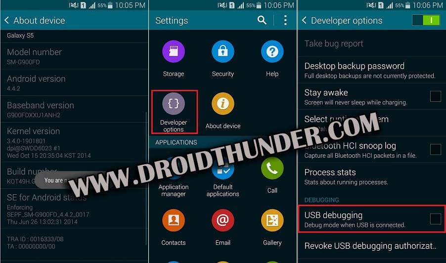 Enable Developer options USB Debugging Mode on Android 4.4 KitKat screenshot 2