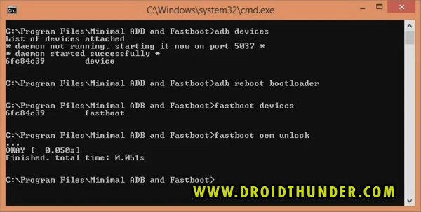 How to Unlock Bootloader with PC successful CMD window fastboot oem unlock code screenshot 9