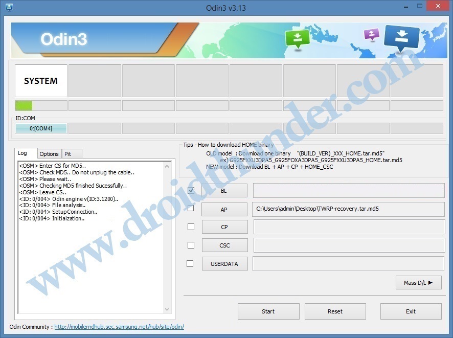 Install TWRP using odin flash tool screenshot 9