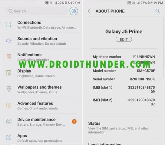 Samsung Galaxy J5 Prime SM-G570F Android 8.0.0 Oreo