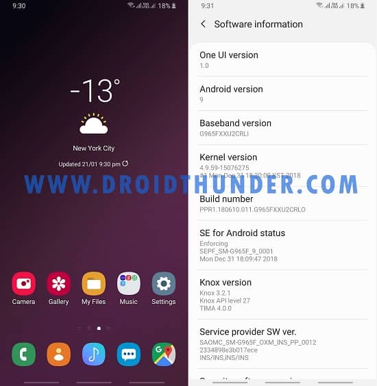 Samsung Galaxy S9 Plus Android 9 Pie Firmware Update