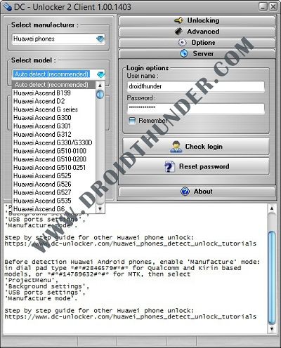 Unlock Bootloader of Huawei DC Unlocker model select screenshot 9