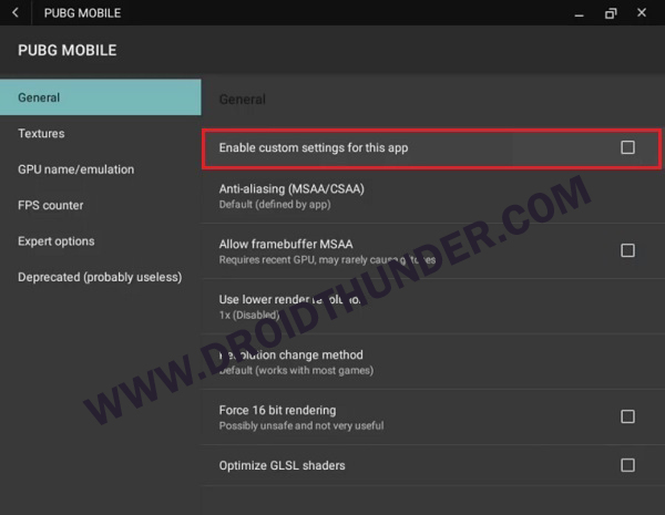 Fix PUBG Mobile Lag on Phoenix OS screenshot GL tools 60
