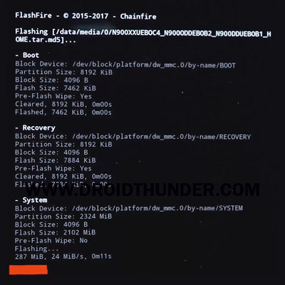 Install Samsung Firmware without Odin Flashfire app confirm flash screenshot 34
