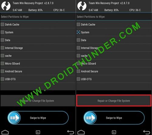 Fix Updater Process Ended TWRP Gapps Insufficient Storage error code TWRP Repair or change file system