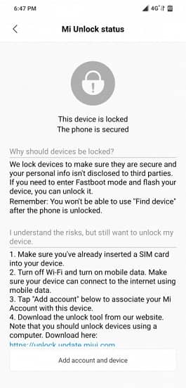 Poco F1 Enable Mi Unlock Status Add