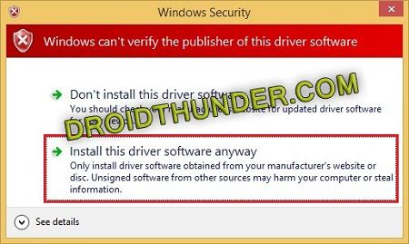 Install this driver software anyway