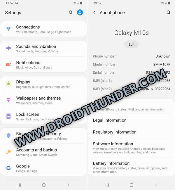 Galaxy M10s Android 9.0