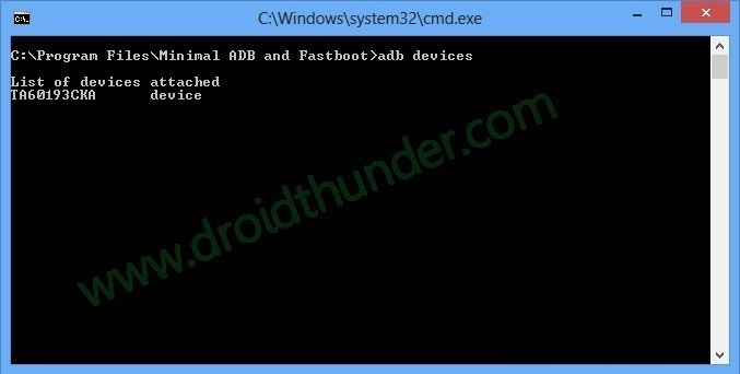 Install TWRP Recovery on Galaxy M10 using ADB fastboot cmd window adb devices code screenshot 4