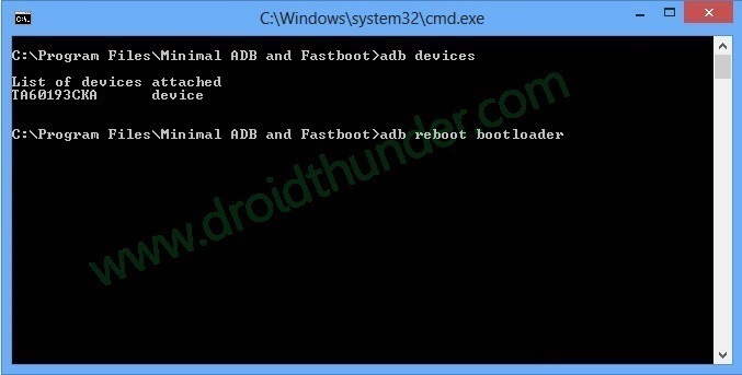 Install TWRP Recovery on Galaxy M10 using ADB fastboot cmd window adb reboot bootloader screenshot 5