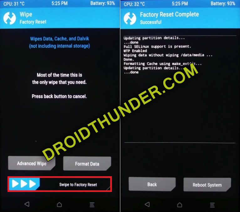 Install LineageOS 17.1 Android 10 on Samsung Galaxy M20 TWRP factory reset screenshot