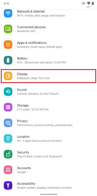 Enable Dark Mode Android 10 method 1 screenshot 1