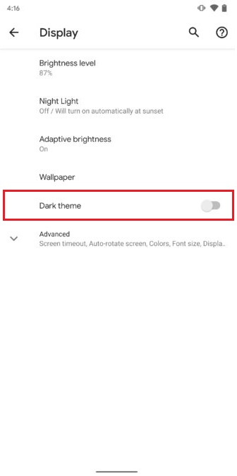 Enable Dark theme Android 10 method 1 screenshot 2