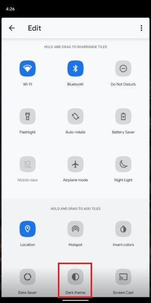 Enable Dark theme Android 10 method 2 screenshot 2