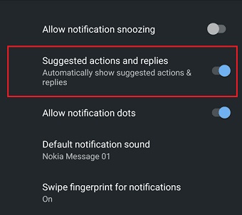 Enable or disable Smart Reply Android 10 screenshot 3