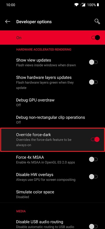 Override Force Dark Mode for all Apps in Android 10 screenshot 2