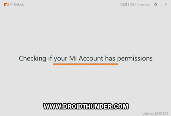 Unlock Bootloader of Poco X2 Mi Unlock Tool mi account permissions screenshot