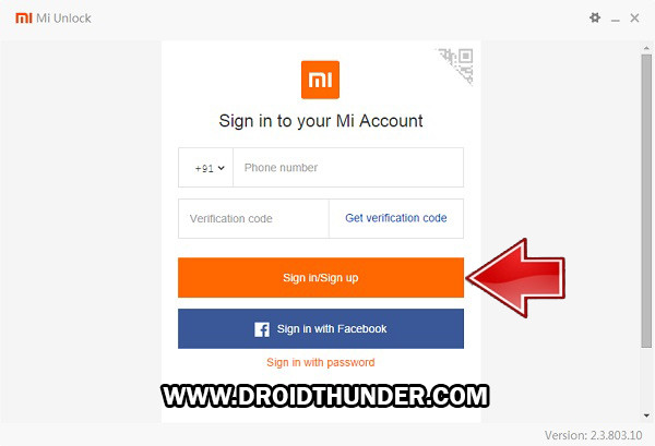 Unlock Bootloader of Poco X2 Mi Unlock Tool sign in mi account screenshot