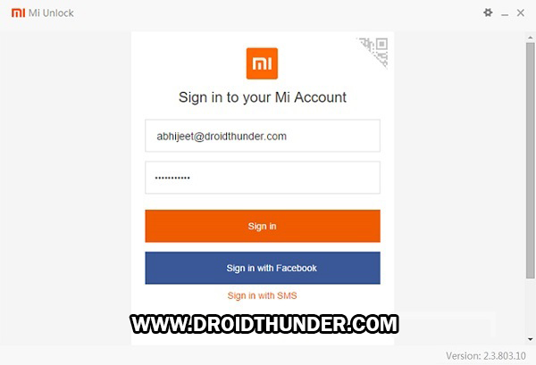 Unlock Bootloader of Poco X2 Mi Unlock Tool sign in mi account username password screenshot