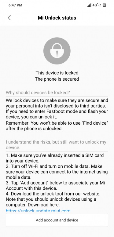 Unlock Bootloader of Poco X2 Mi unlock status add screenshot