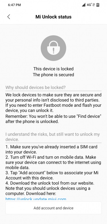 Unlock Bootloader of Poco X2 Mi unlock status add screenshot