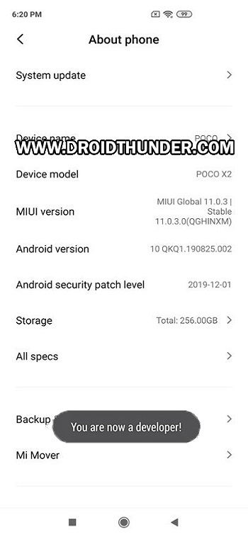 Unlock Bootloader of Poco X2 you are developer screenshot