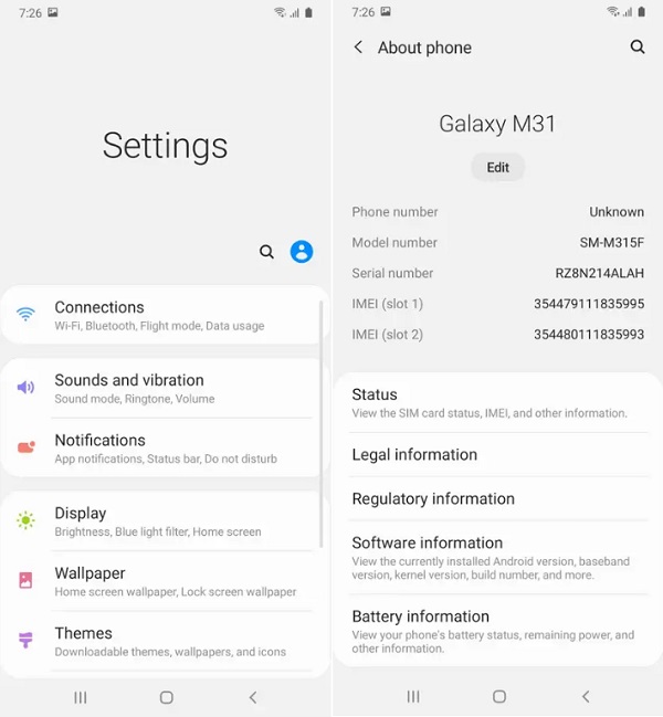 Samsung Galaxy M31 Android 10 One UI 2.0