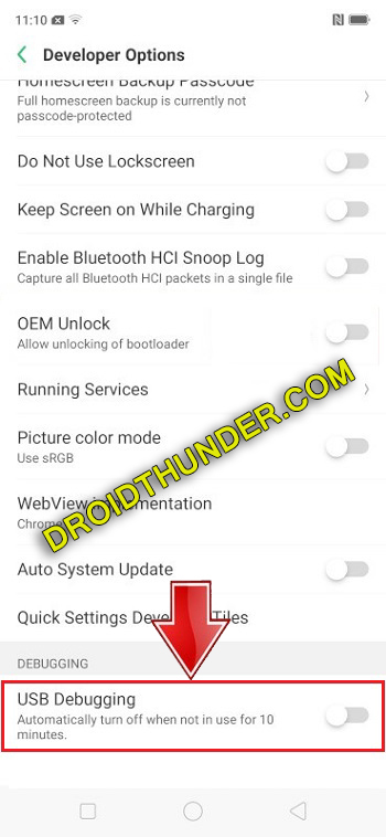 Unlock Bootloader of Realme X50 Pro enable USB debugging option screenshot